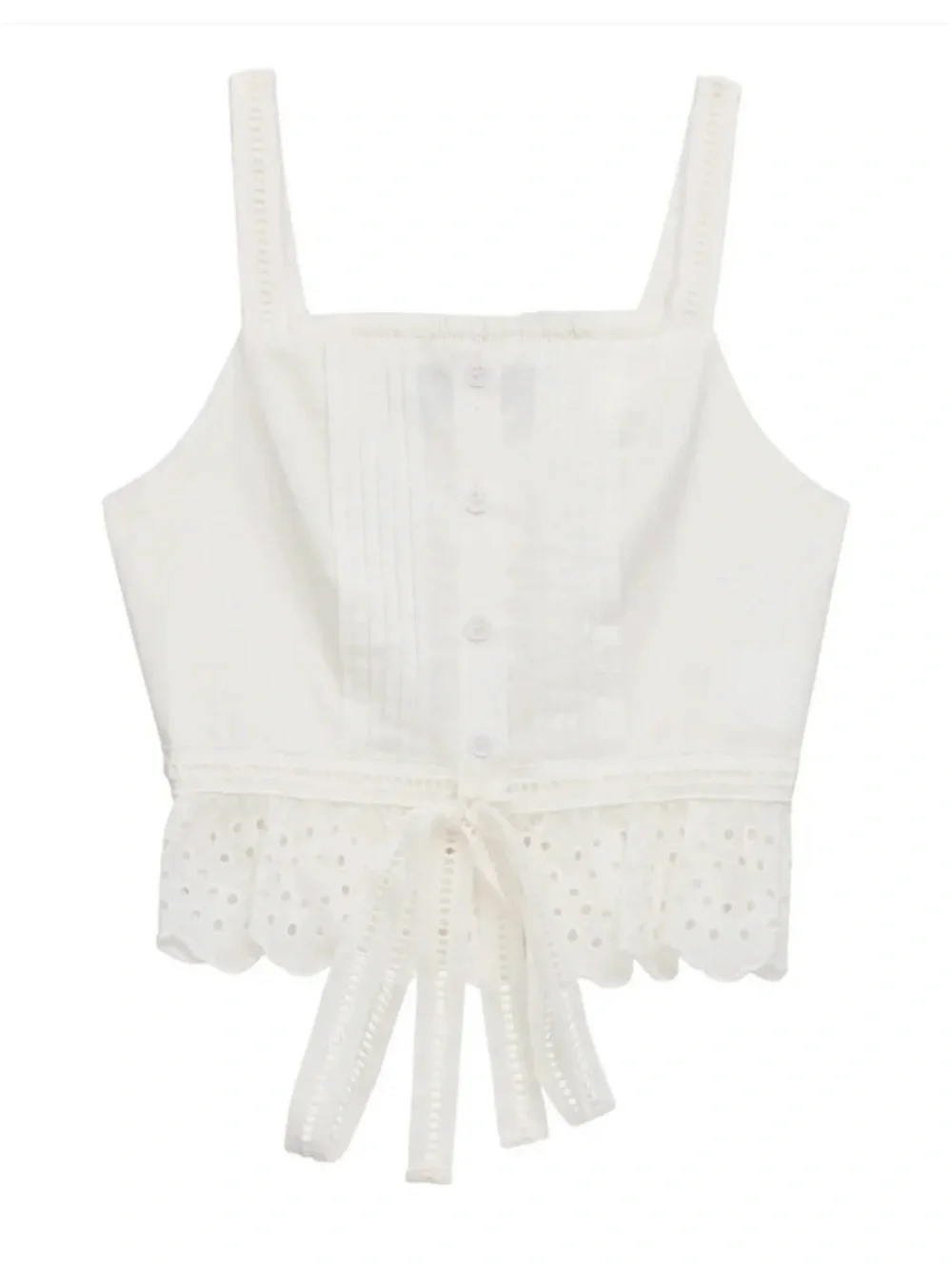 Katiej NYC White Eyelet Tank Crop Girl Top Size Small